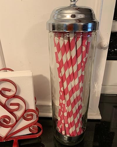 Miniatura 5 de Dispensador de pajilla, soporte para popote para cocina, dispensador de tapa con popote desplegable, incluye 100 popotes (popotes-100)