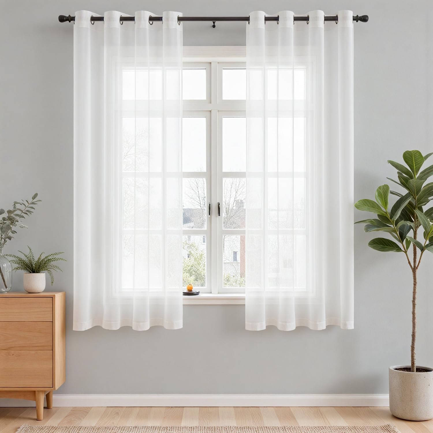 Voilages élégants blancs Vangao rideau oeillets salon décoration moderne