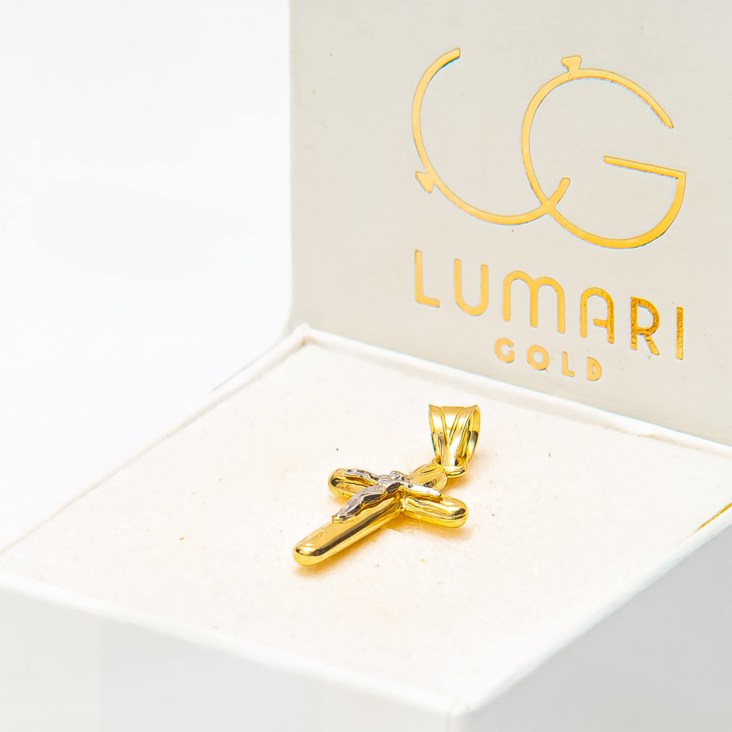 Kreuz Anhänger Gold Gelbgold Weißgold 333 8K Goldanhänger Kettenanhänger für Damen Mädchen Jungen Kinder