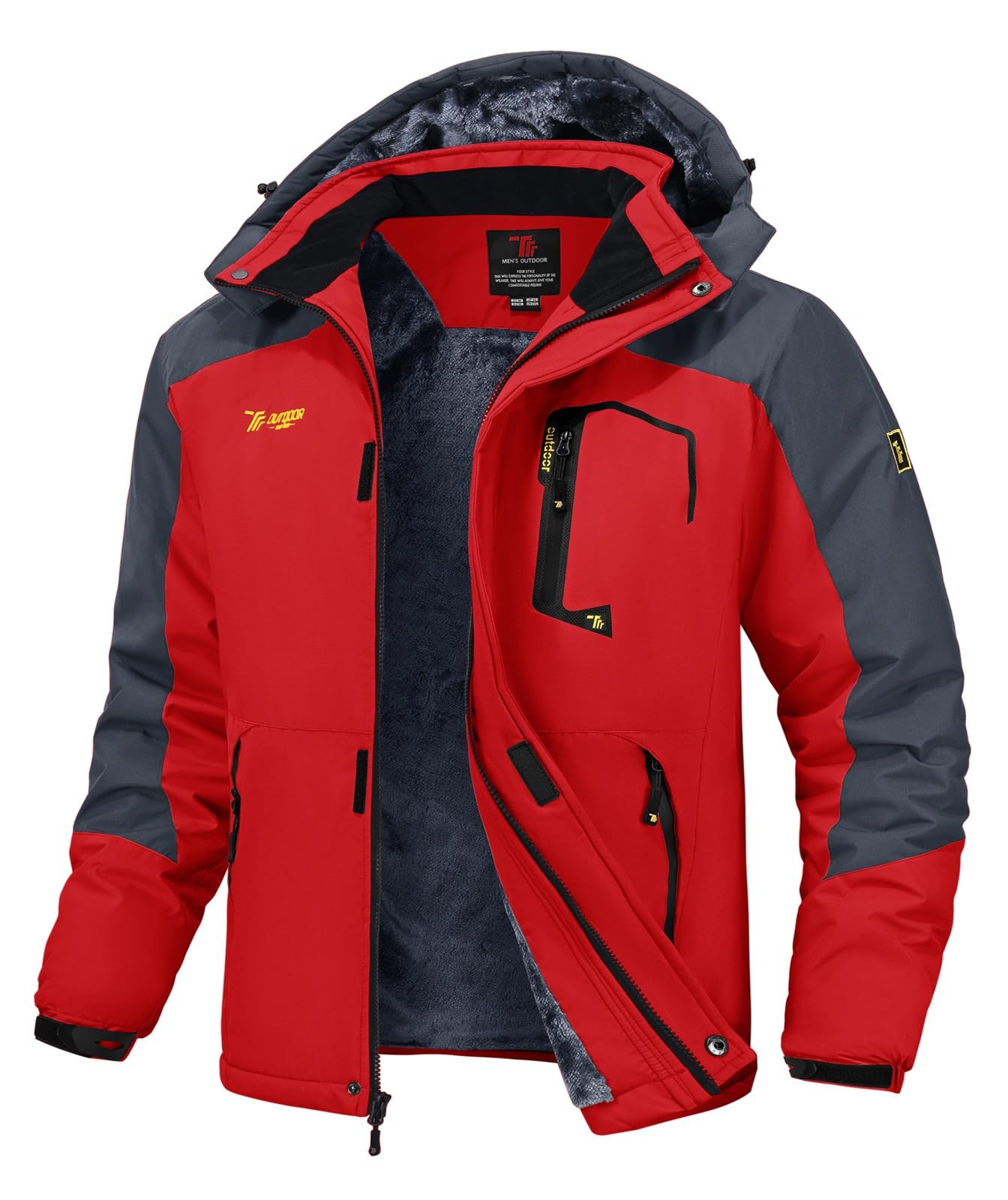 Rdruko Skijacke Herren Warme Winterjacke Gefüttert Verdickt Softshelljacke Wasserdicht Snowboardjacke Atmungsaktiv Funktionsjacke mit Abtrennbarer Kapuze