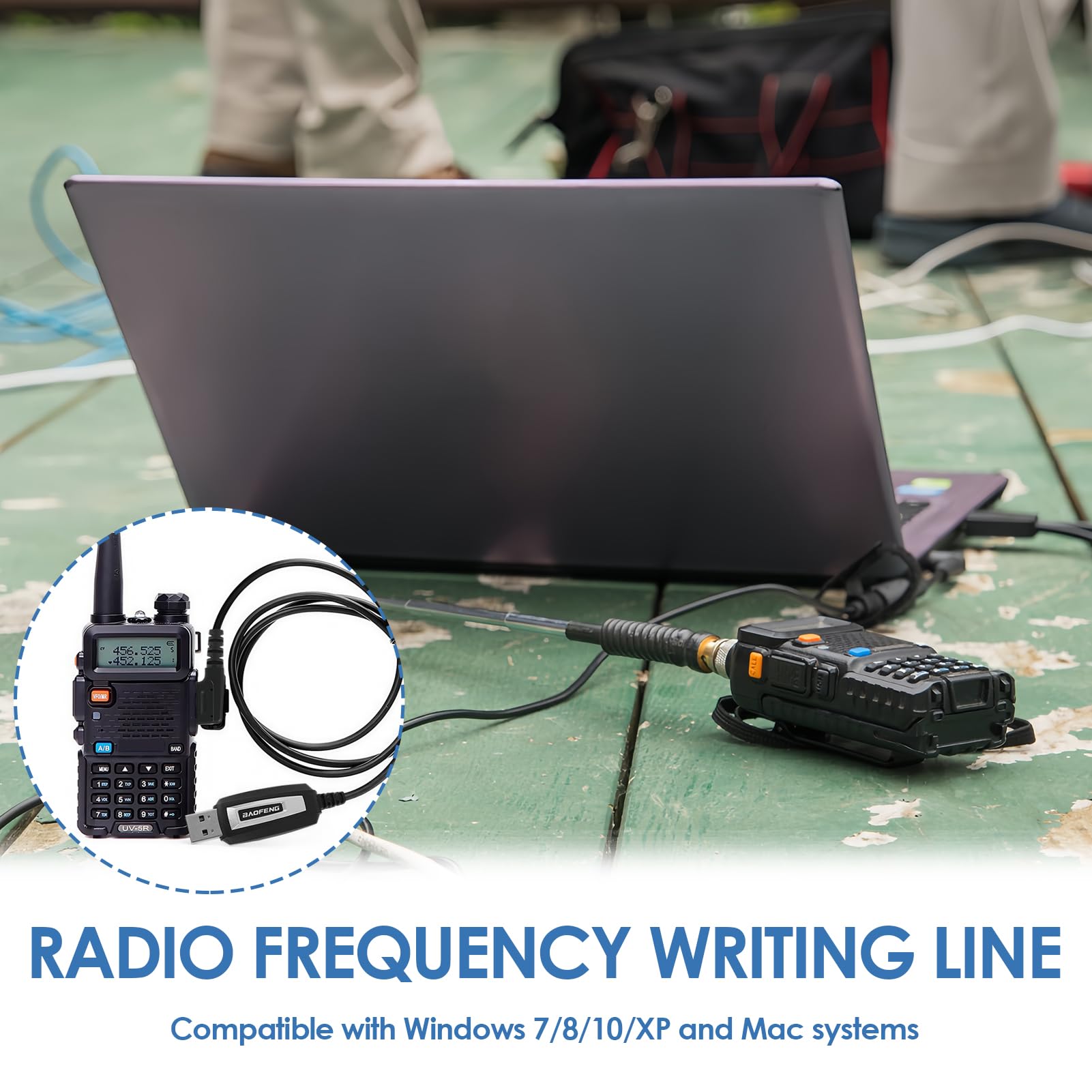 Câble de programmation 99 cm pour radios BAOFENG UV-5RA, UV-5R Plus, UV-5RE, UV3R Plus, BF-888S, 5R EX, 5RX3, GA-2S - Connecteur auxiliaire, design anti-nœuds