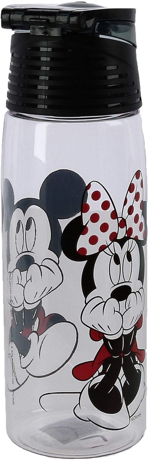 Jerry Leigh Disney Mickey and Minnie Mouse Acrylic Flip Top Water Bottle, Clear - Image 2