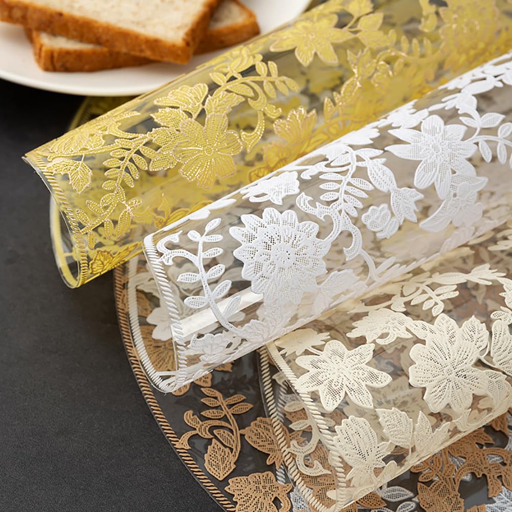 Platzset, waschbar, PVC, rund, 38 cm, dekorativ, wasserdicht, mit künstlerischem Blumen-Design, 12 Stück
