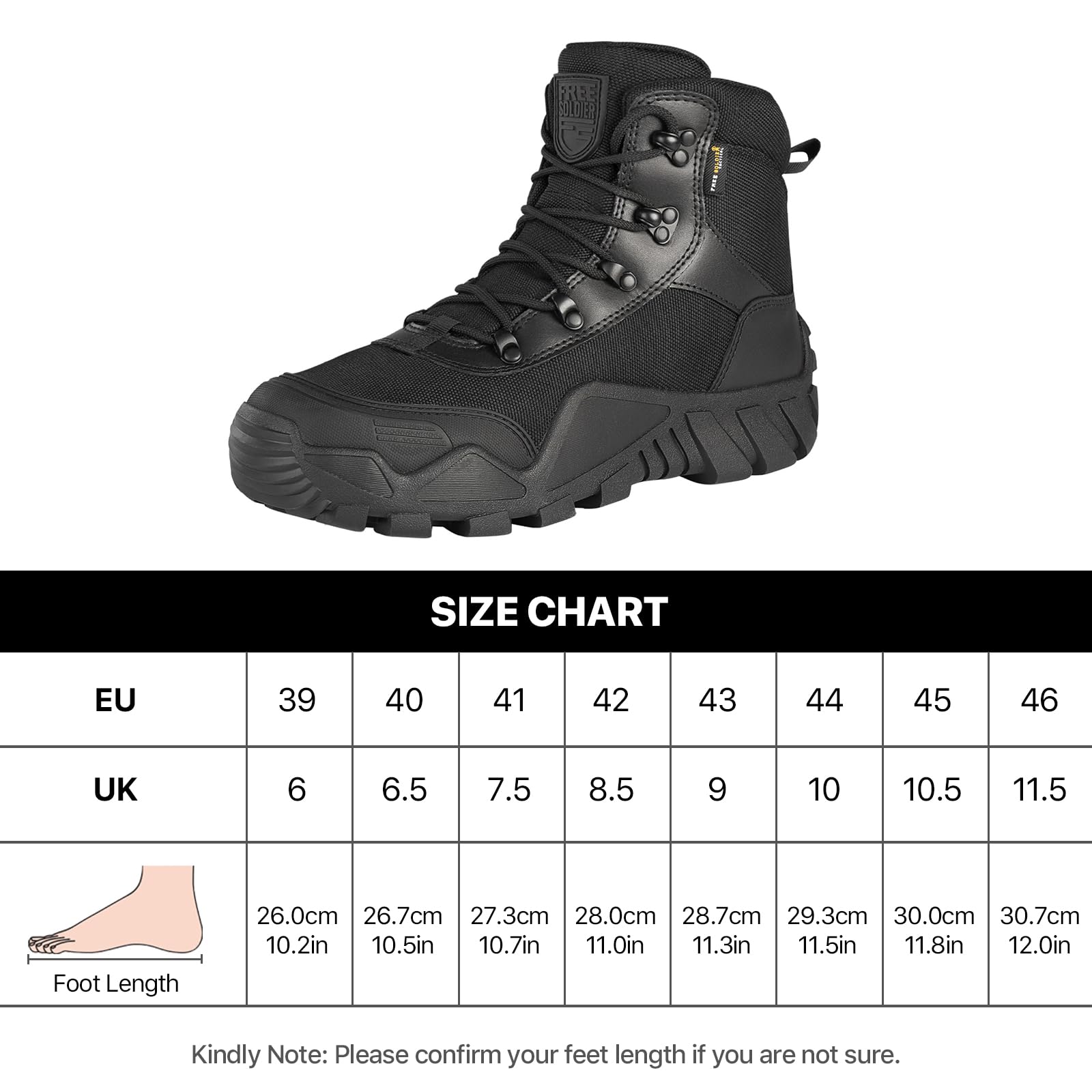 Free Soldier Stivali da Caccia da Uomo Stivale Tattico da Combattimento Militare Alto Alto Allacciate Scarpe per Tutti i Terreni per Escursionismo, Lavoro