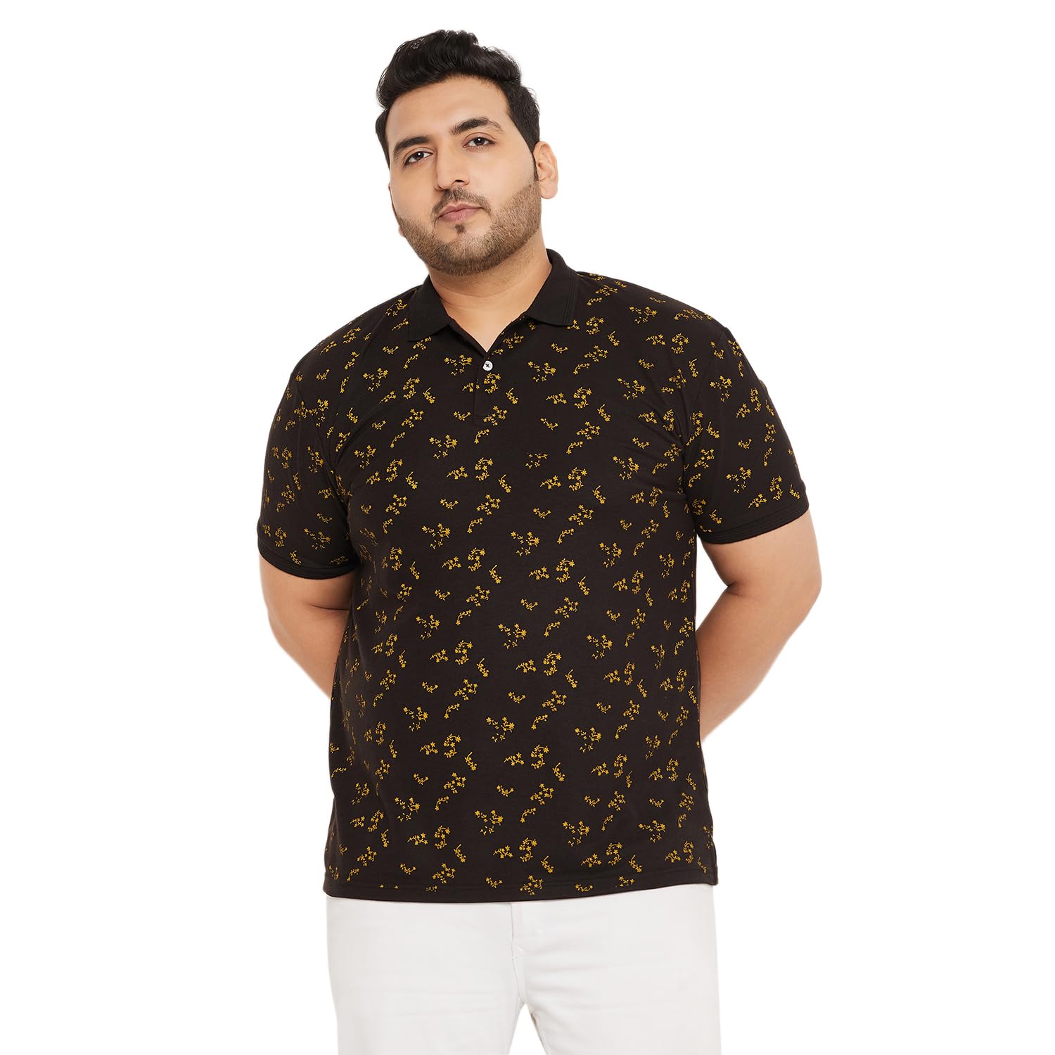 GET GOLF Men's Plus Size Cotton Blend Tshirt-BigC-1010-BLACK