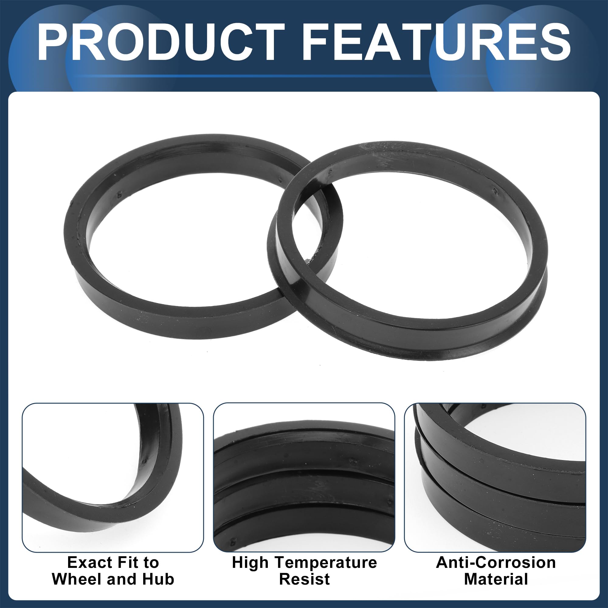 Bagues Centrage Moyeu 66,6mm à 67,1mm Aluminium - Lot 4 Pièces