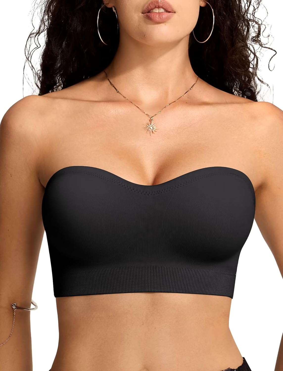 Vertvie Strapless Bras for Women Non-Slip Push Up Wireless Bandeau Bra Seamless Comfort Tube Top Supportive Padded Bralette