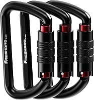 Vista 13 de FresKaro Clips de Mosquetón con Bloqueo Automático de 3 pulgadas, 12 kN-2698 libras, Forma D Sólida, Aluminio 7075 de Servicio Pesado, Ligero, 1.09