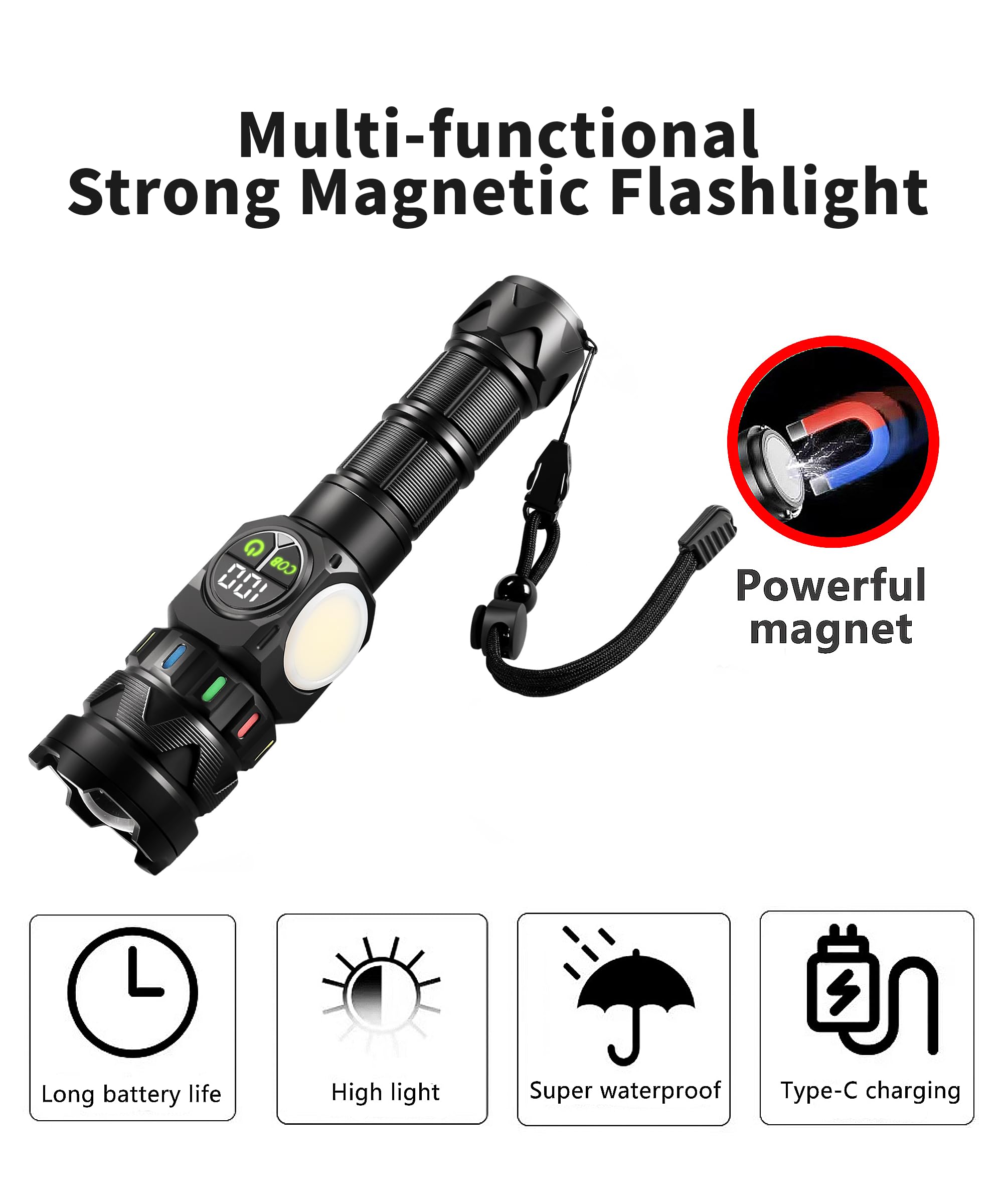 Fsiviim 7000mA High-Capacity Battery, Torches Led Super Bright, 1000,000 lumens Led Torch Rechargeable - Image 3