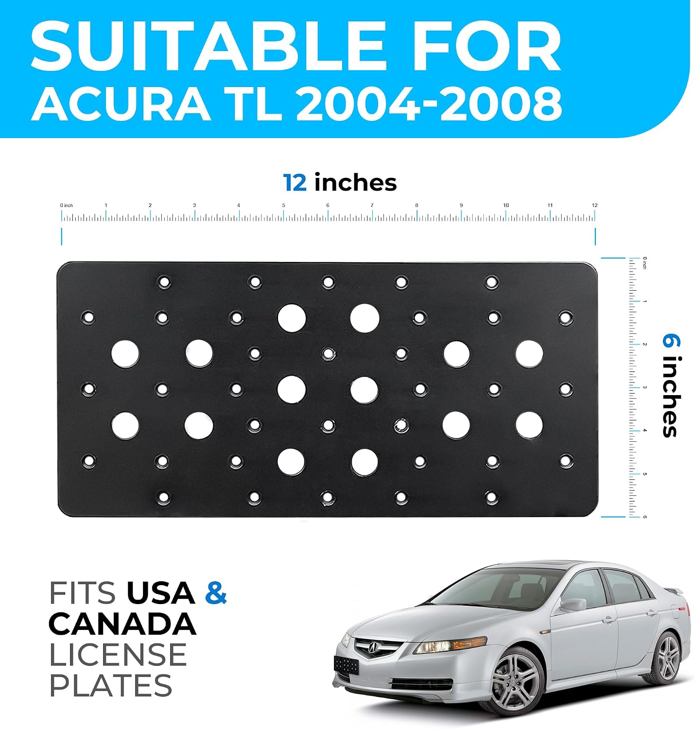 Trunknets Inc Bumper Tow Hook License Plate Mount Bracket for Acura TL 2004 2005 2006 2007 2008