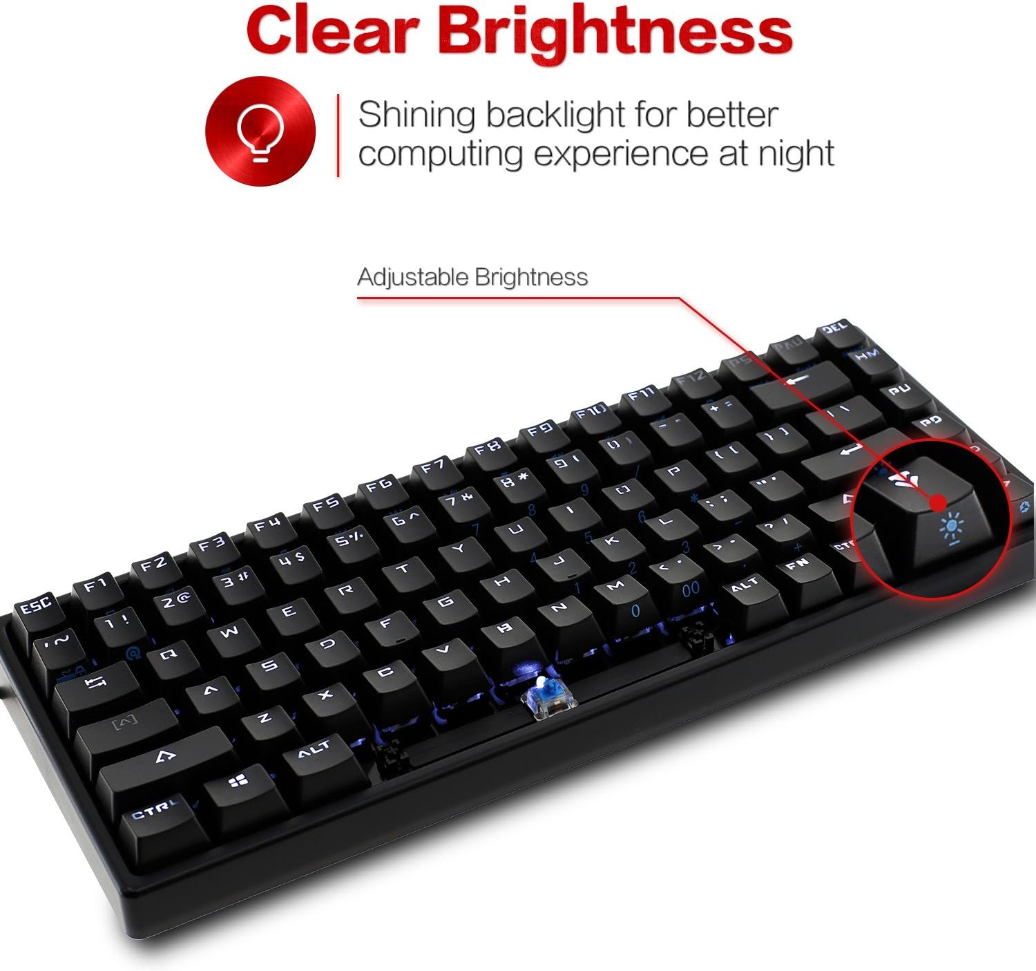 DREVO 84 Key Gramr Backlit Edition Tenkeyless Mechanical Gaming Keyboard, Brown Switch Black image 4