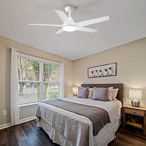 Miniatura 9 de Ventilador de techo con luces moderno ventilador de techo blanco de 48 pulgadas con control remoto 5 cuchillas reversibles motor silencioso 3