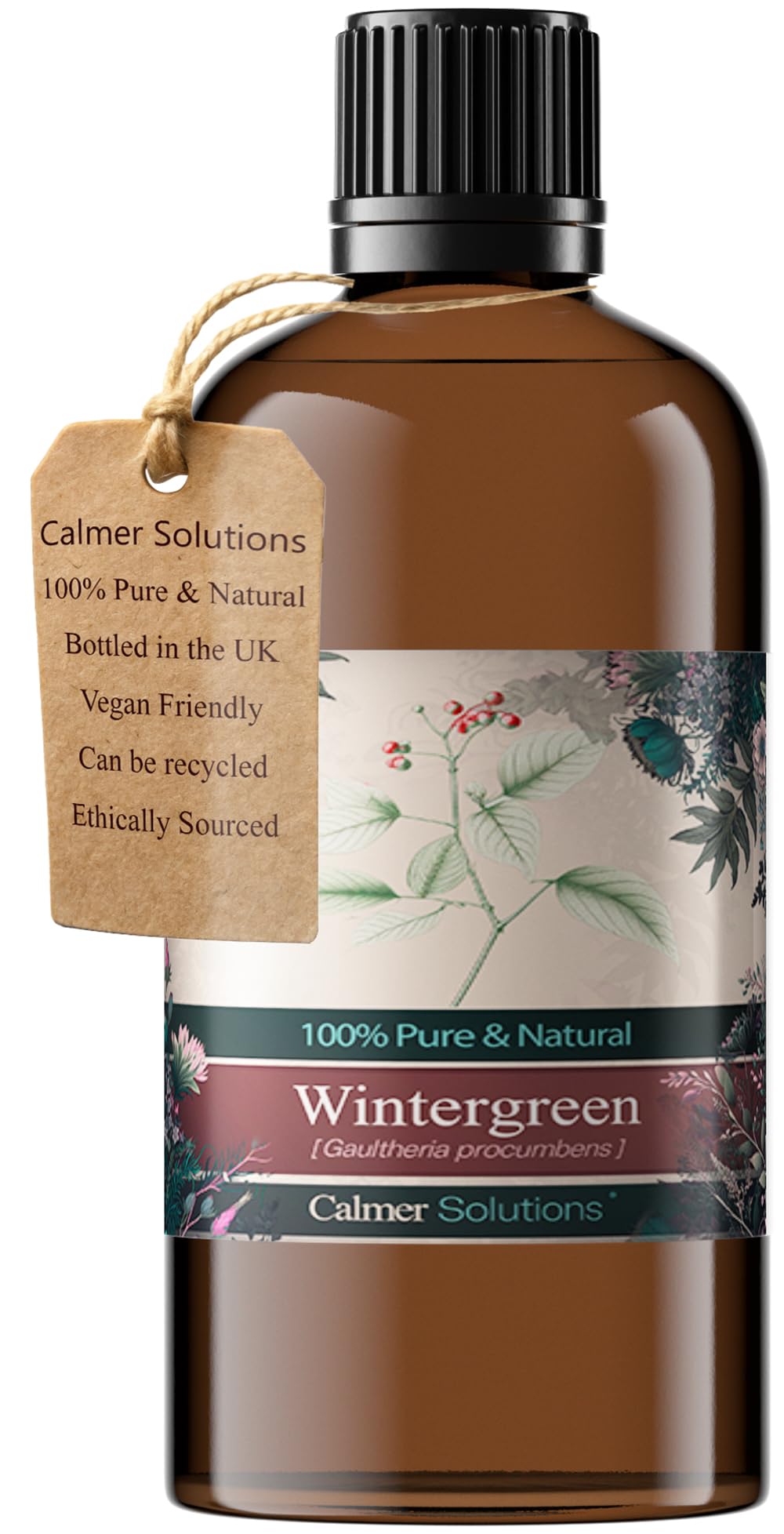 Calmer Solutions Clear Wintergreen Essential Oil 100Ml – 100% Pure & Natural Gaultheria Procumbens Oil – Steam Distilled Aromatherapy Oil – Uk Made Fresh Minty Oil For Diffuser, Burner & Home Fragrance