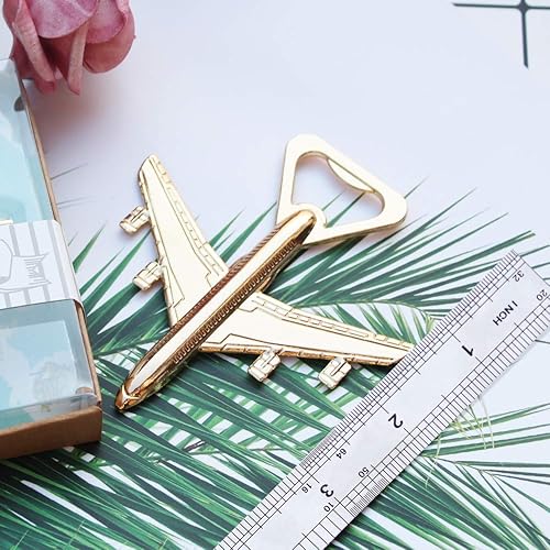 Miniatura 3 de Youkwer - 24 piezas de abrebotellas de avión esqueleto, con texto en inglés "Our Adventure Begins", embalaje exquisito para recuerdos y decoraciones