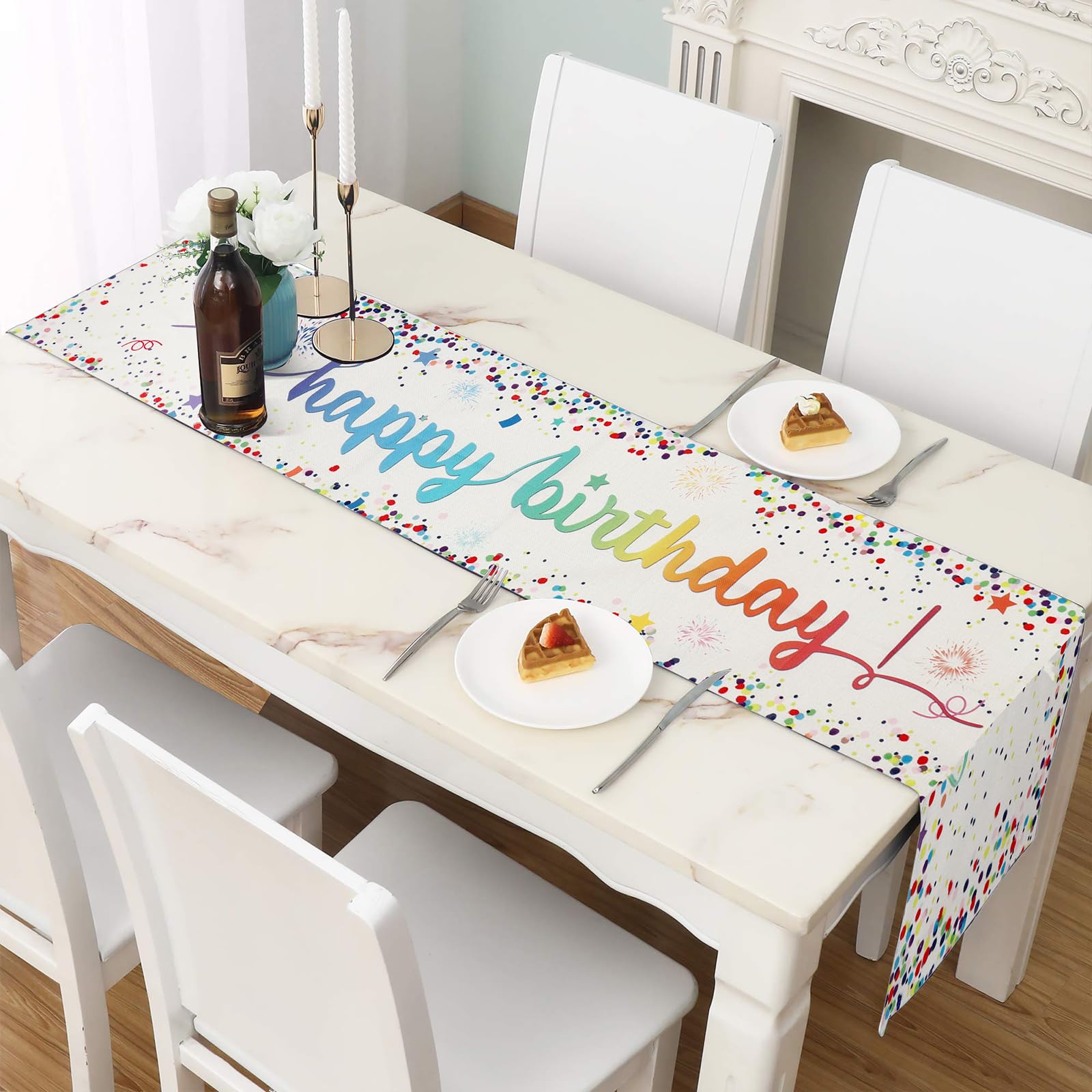 Runner Da Tavola Compleanno 180x35cm - Decorazione Feste Con Stampa Vivace - Foto 10