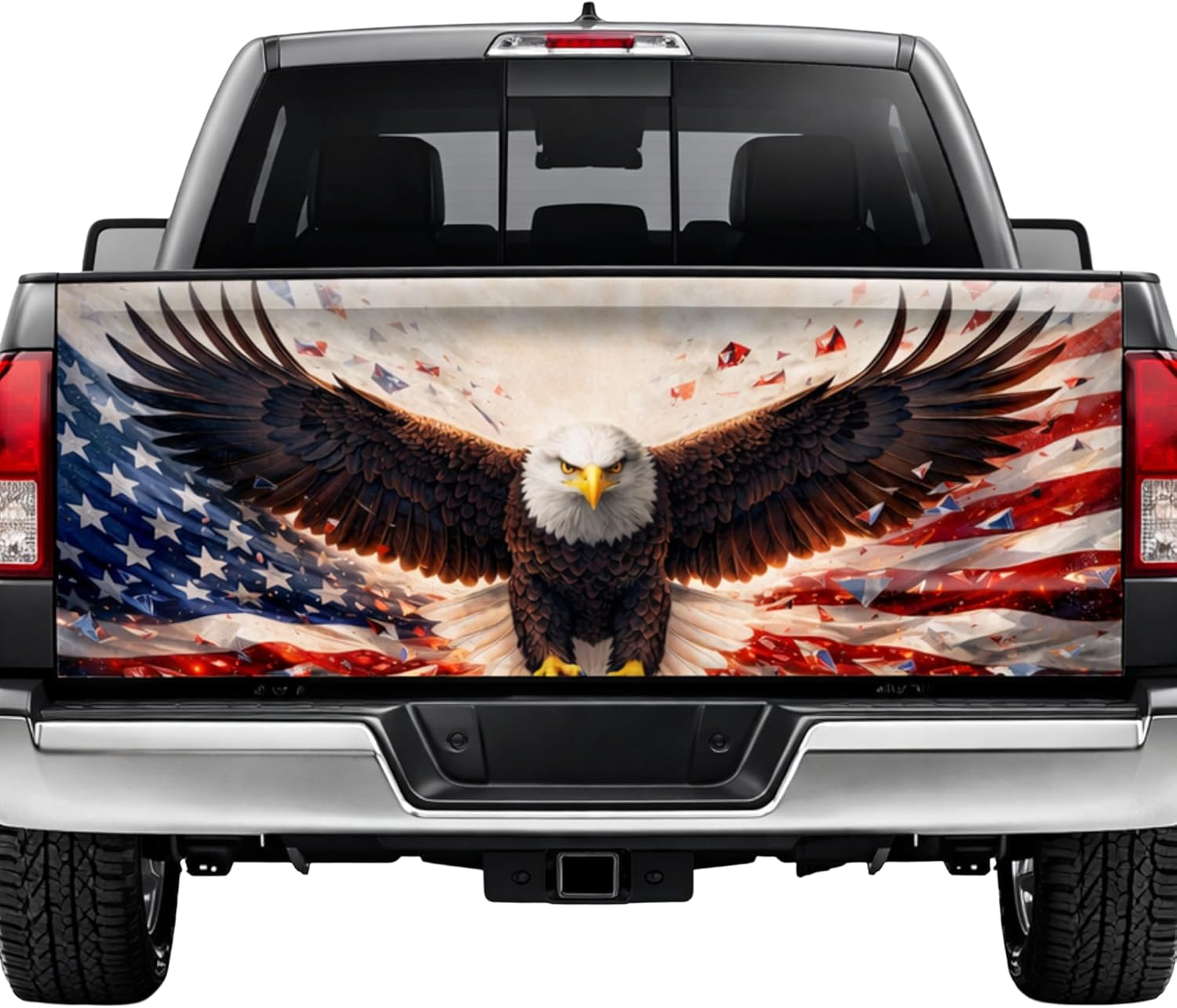ThangPham Shop USA Eagle Patriotic Tailgate Wrap, America Flag Eagle Truck Tailgate Decal, Freedom Independence Day Pickup Tailgate Graphic