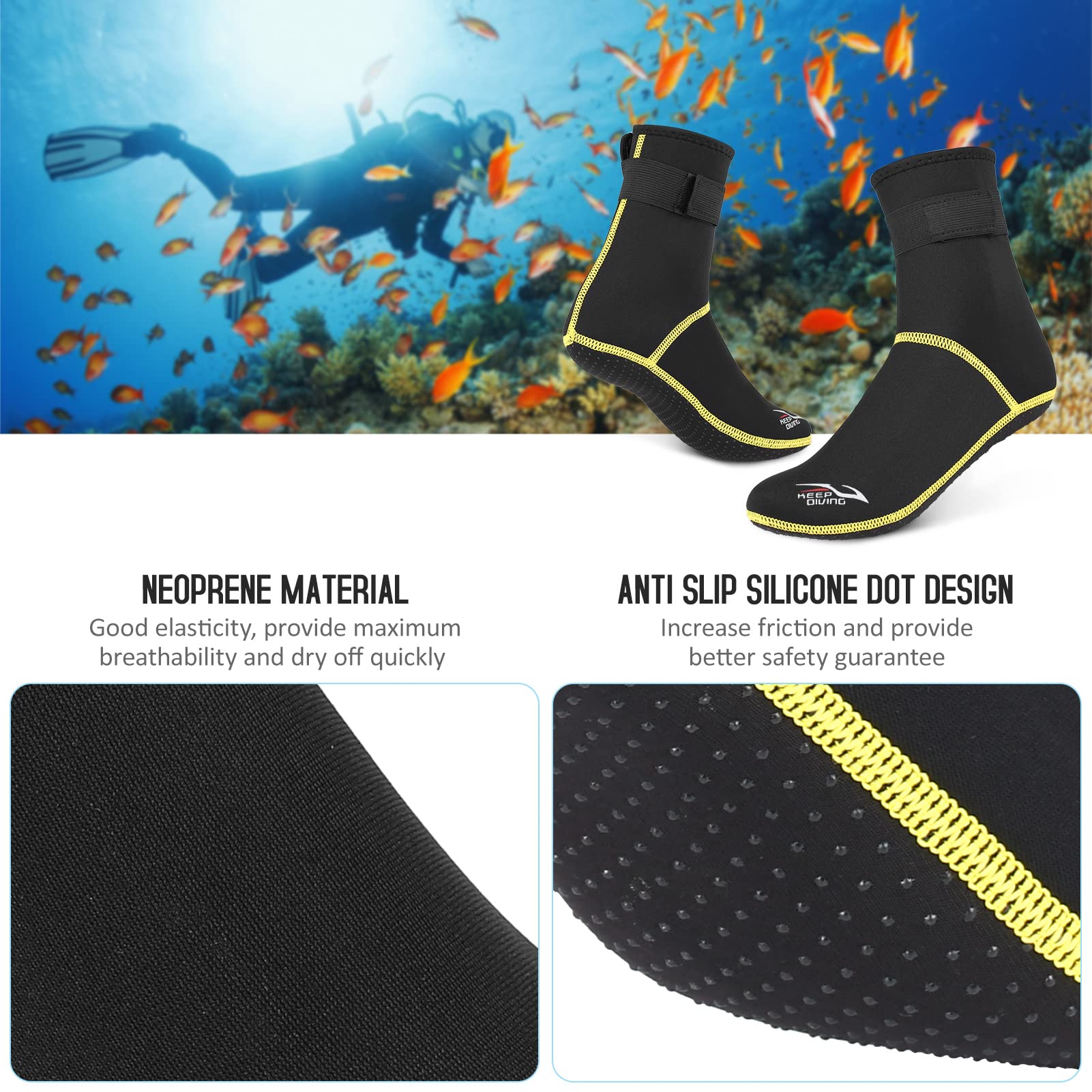 Neopren-Socken 3 Mm – Für Wassersport, Warm & Flexibel, Größen S–XL, Rutschfeste Sohle