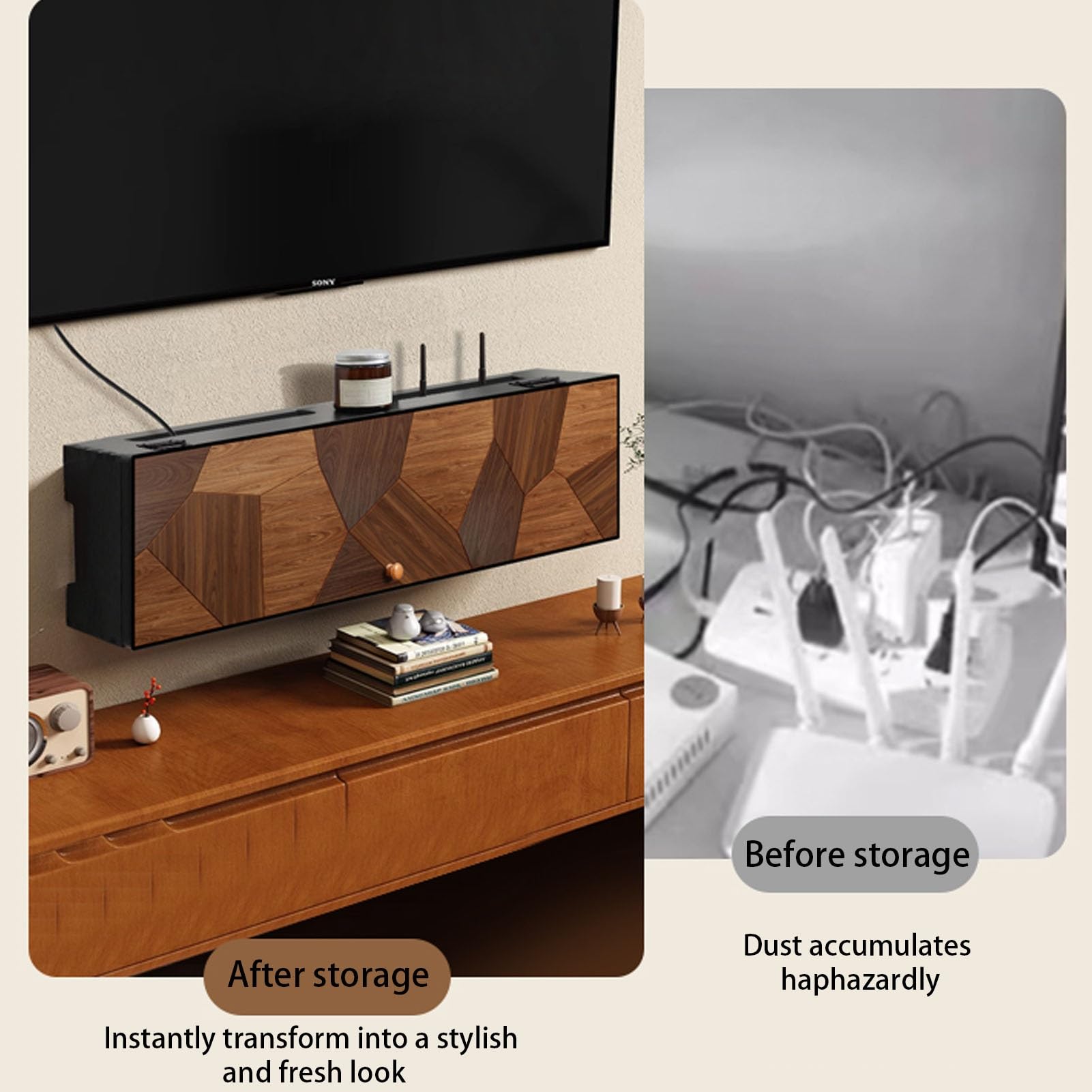 Étagère murale pour routeur, support de rangement WiFi, cache la boîte WiFi, organise les routeurs sans fil, idéal pour le bureau et la maison (40 cm) – Design durable et élégant