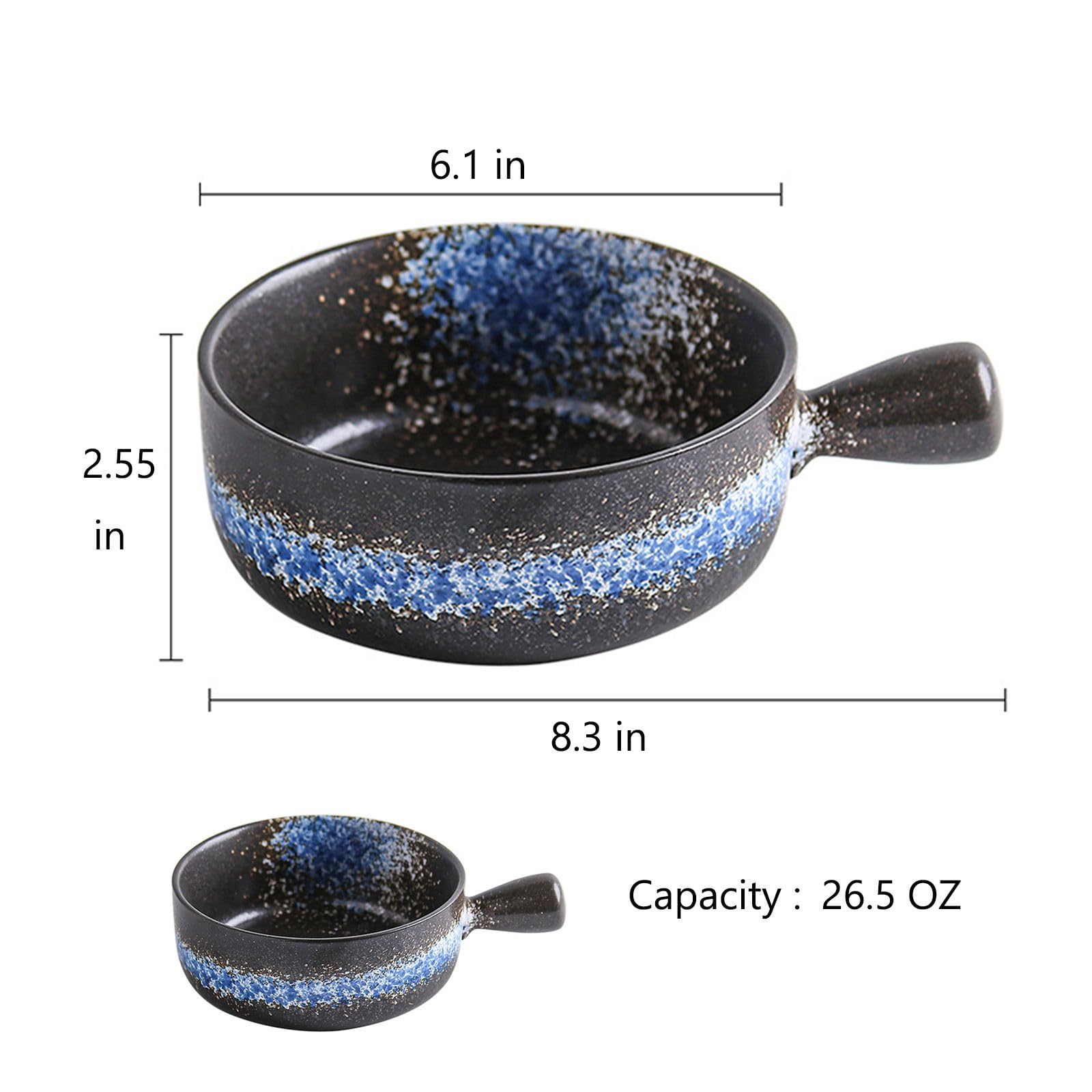 Ciotole da zuppa con manico, 770 ml, in ceramica, adatte al microonde e al forno (A,760 g)
