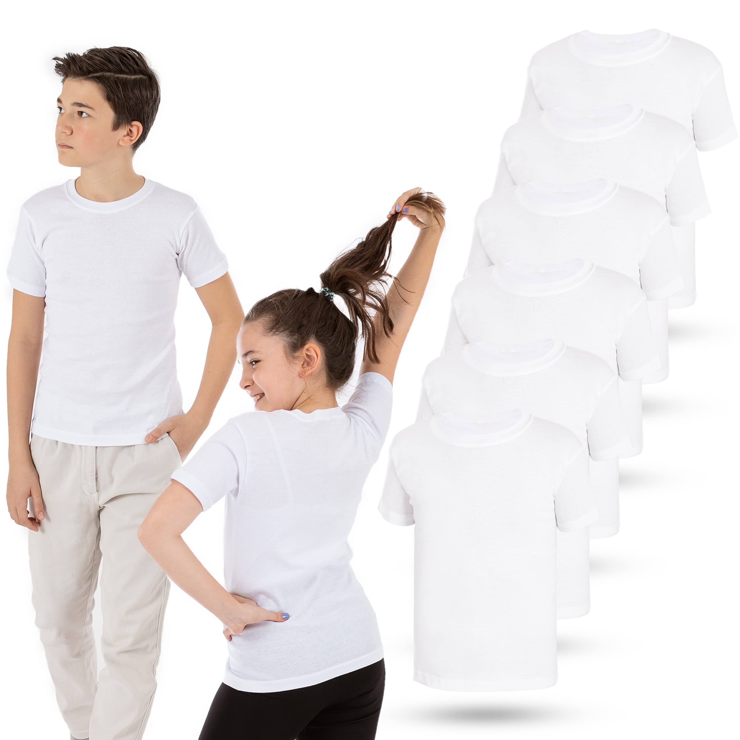 LOREZA ® 3/6 Pack Enfants sous-vêtements Unisexe Manches Courtes Chemise garçons Filles sous-vêtements Filles 100% Coton