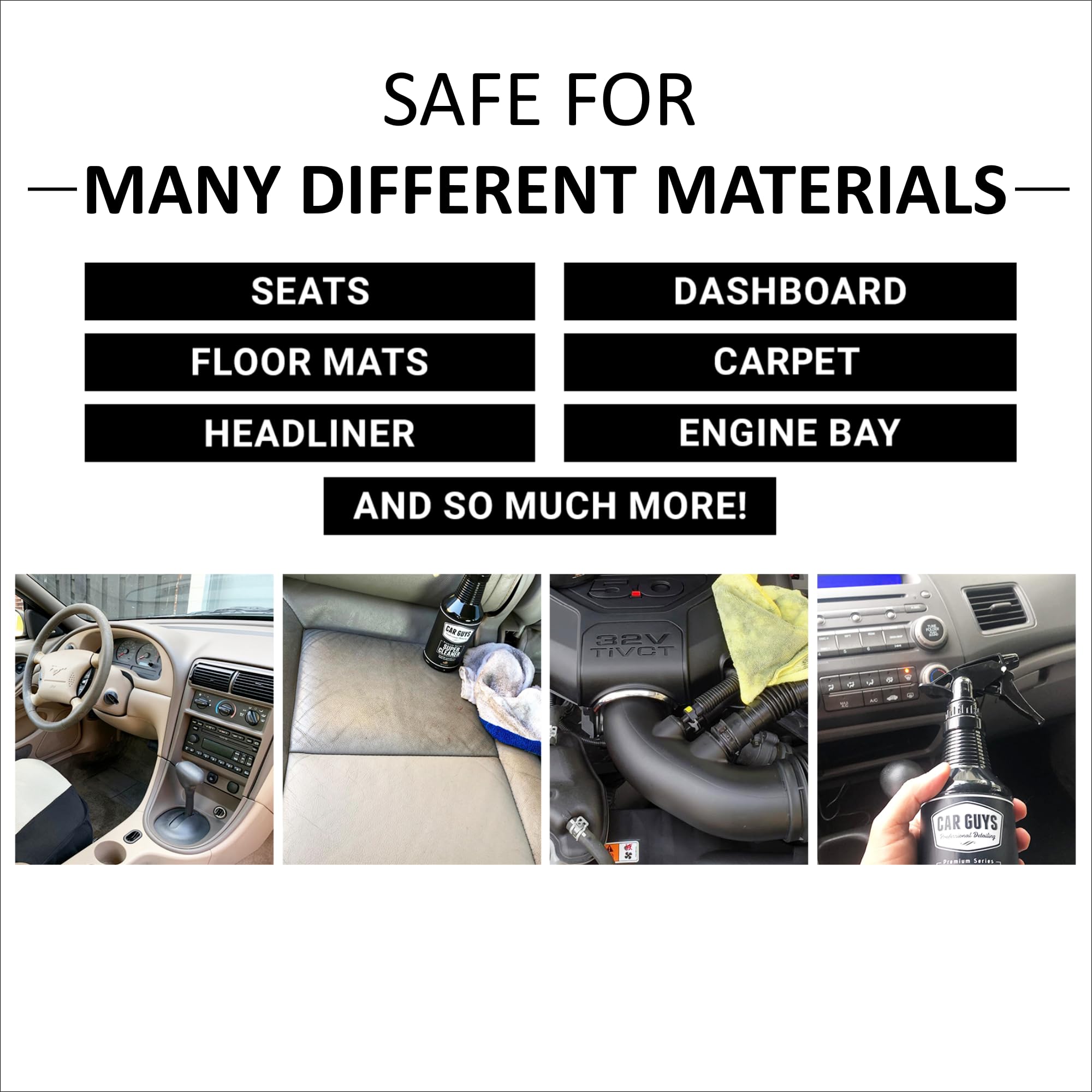 CAR GUYS Super Cleaner | Effective Car Interior Cleaner | Leather Car Seat Cleaner | Stain Remover for Carpet, Upholstery, Fabric, and Much More! | 18 Oz Kit with Microfiber Towel