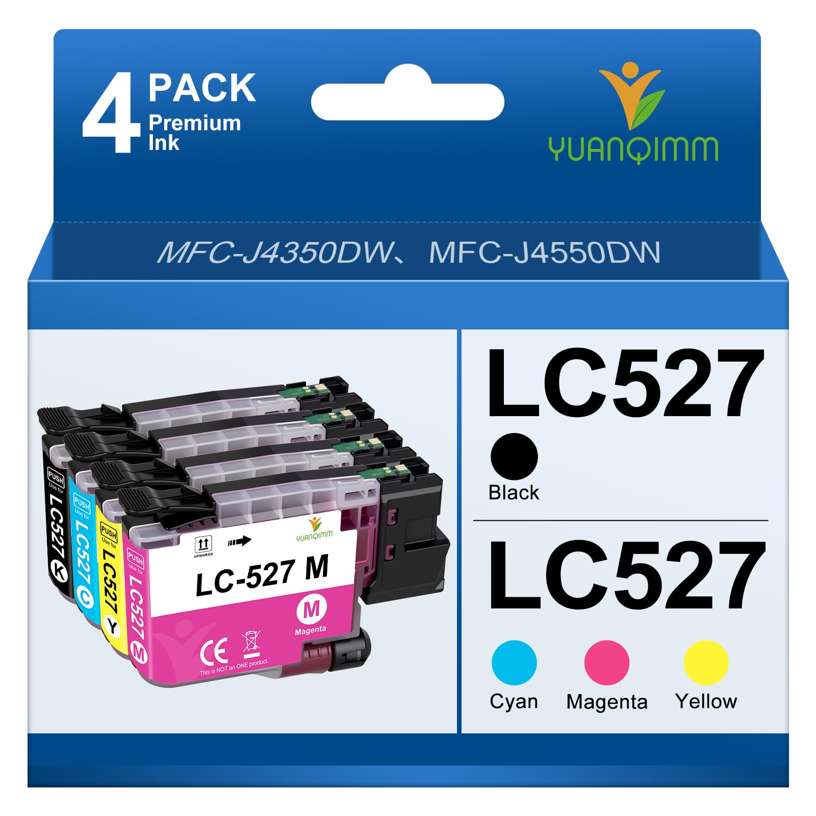 LC527 LC 527 Kartridże Kompatybilne z Brother LC527 LC-527VAL Kartridże do drukarek 527 Multipack do Brother MFC-J4350DW Kartridże do drukarek Brother MFC-J4550DW (LC527BK LC527C LC527M LC527Y, 4 sztu