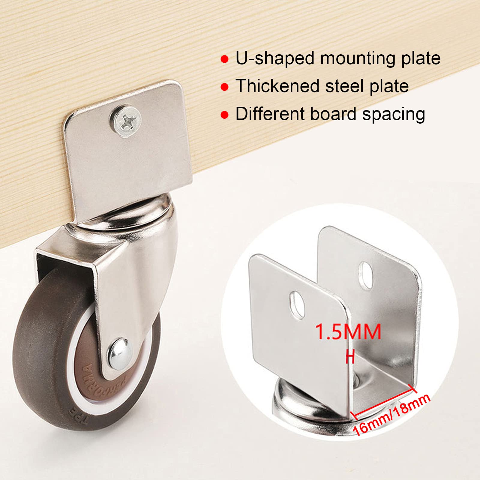 Lot De 4 Roulettes Pivotantes En Caoutchouc Avec Frein, Remplacement