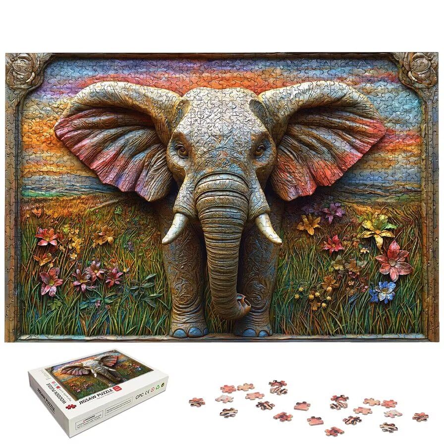Puzzle 3000 Pièces Adultes, Puzzle 3000 Pieces Éléphant pour Adultes, Grand Puzzles Bois Animaux avec Boite, Jeu de Concentration pour Toute la Famille, pour Décoration Maison, Cadeau Femme, -5591
