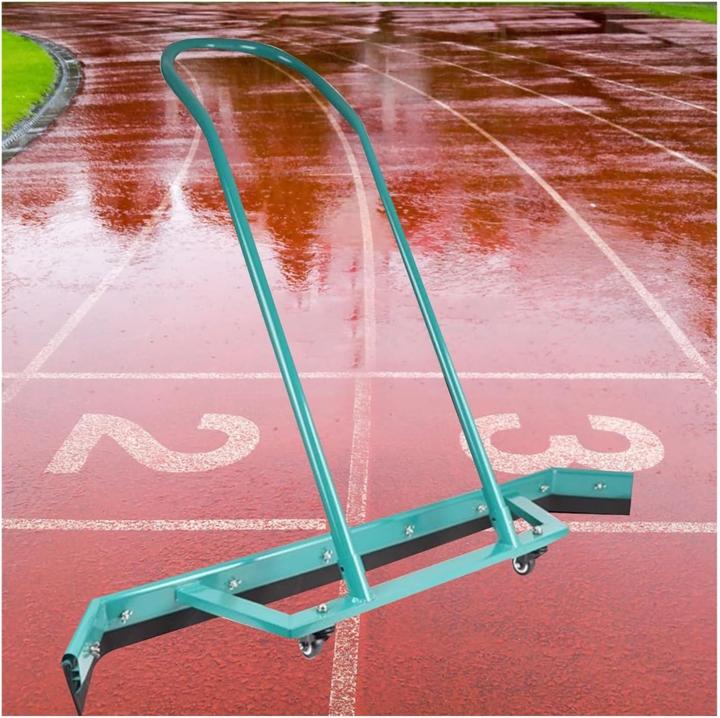 YXXSDP Tennis Court Squeegy 53 Inch w/Rubber Blade & Wheels, Commercial Floor Water Remover Broom/Rain Sweep, Tennis Court Equipment Accessories, Easy to Install (Color : Green)