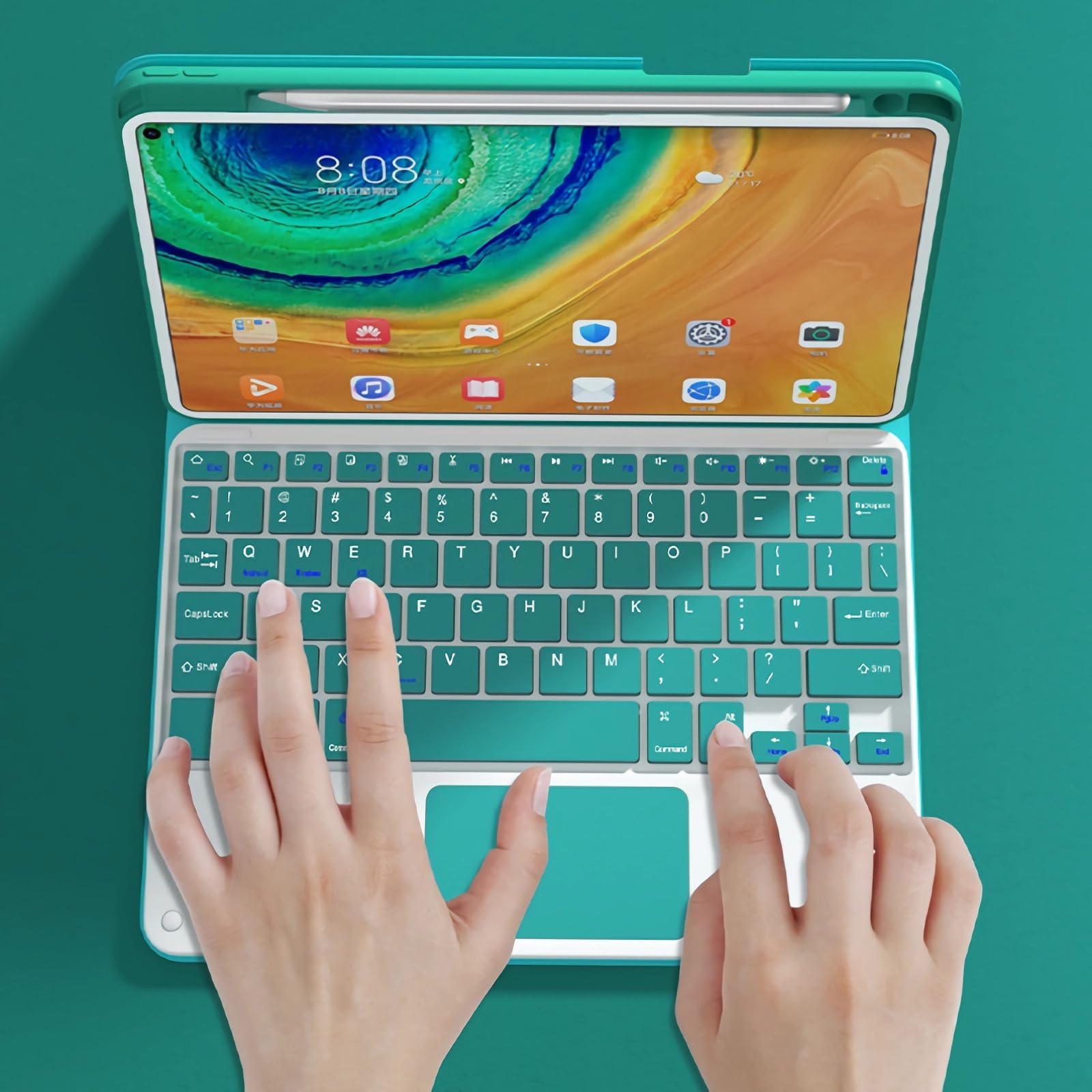 Etui z klawiaturą do Redmi Pad SE 11" 2023, Wbudowany Uchwyt Na Ołówek, Magnetyczna Odłączana Bezprzewodowa Podświetlana Klawiatura z Myszą Bluetooth,Black