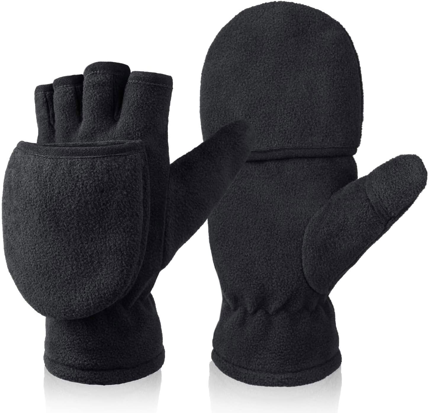 Winter Convertible Gloves Flip Top Mittens Warm Polar Fleece for Winter Running Texting Photographing for Men Women