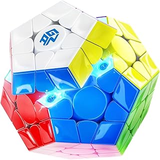 GAN Megaminx M 磁石 メガミンクス 正12面体 パズル 黑色UVコート版 - 高難易度キューブ 競技用 ステッカーレス 軽量113g 磁力浮遊設計