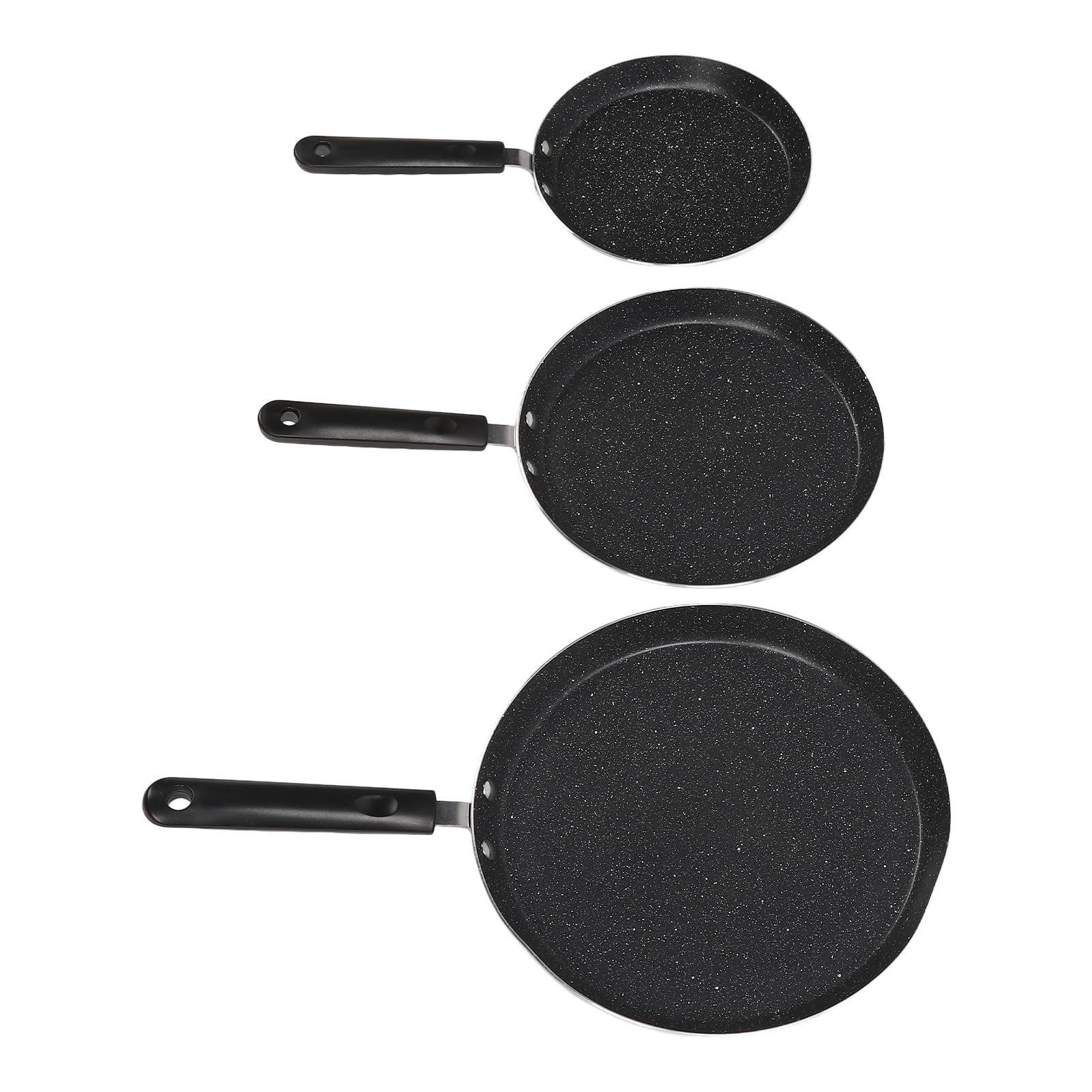 Set di 3 padelle in alluminio nero, antiaderenti, per lasagne, pizza, uova, con design leggero e portatile e distribuzione uniforme