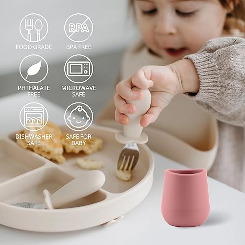Miniatura 3 de Vasos de silicona para bebés de 6 a 12 meses, tazas pequeñas de silicona abiertas para el destete LED del bebé, paquete de 2 (color 2)