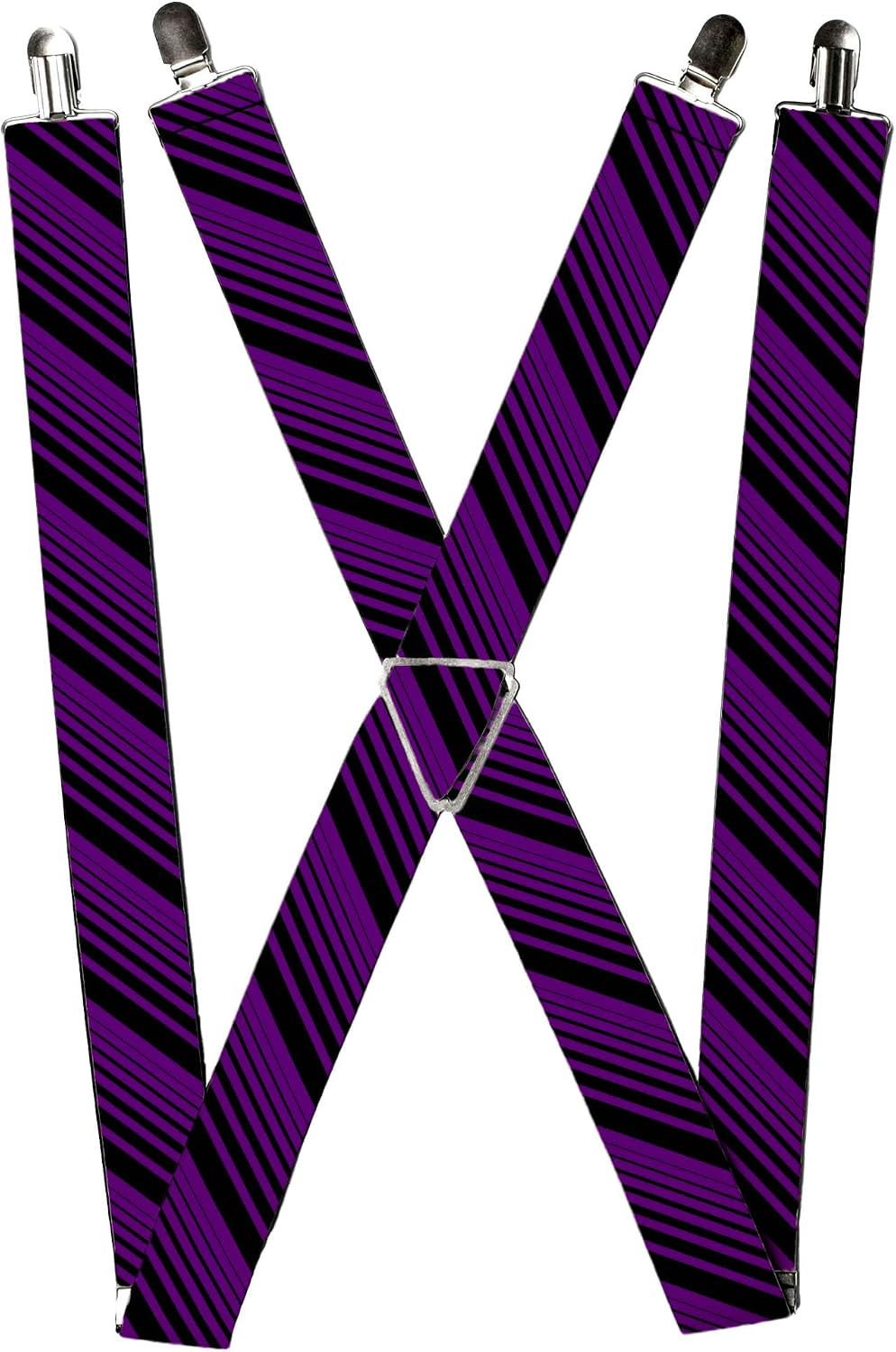Buckle-Down Suspenders, Diagonal Stripes Black Purple