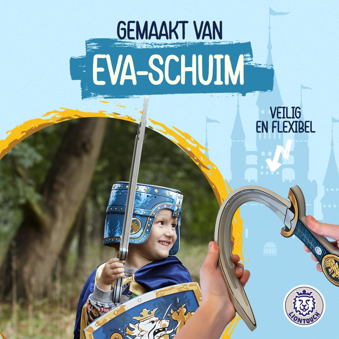 Liontouch - Edele Ridder Schild, Blauw/Medium - Leeftijd 3-8 jaar | 39 x 30 cm | Speelgoed Voor Kinderen Met Gouden Leeuw-Thema | Veilige Wapen & Accessoire Voor Jongens Verkleedpartijen & Kostuums