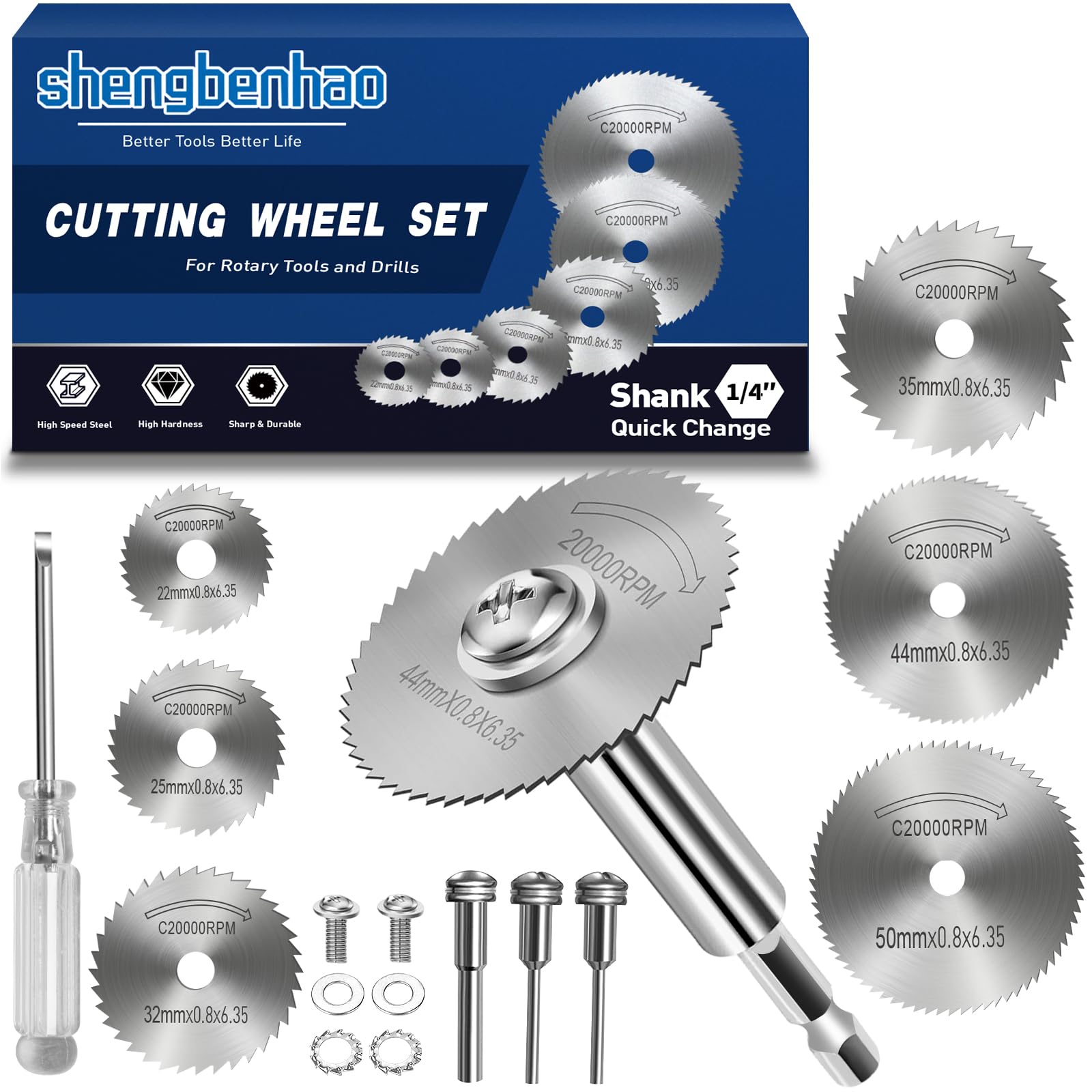 shengbenhao Rotary Drill Saw Blades with 1/4" Hex Shank (60mm)