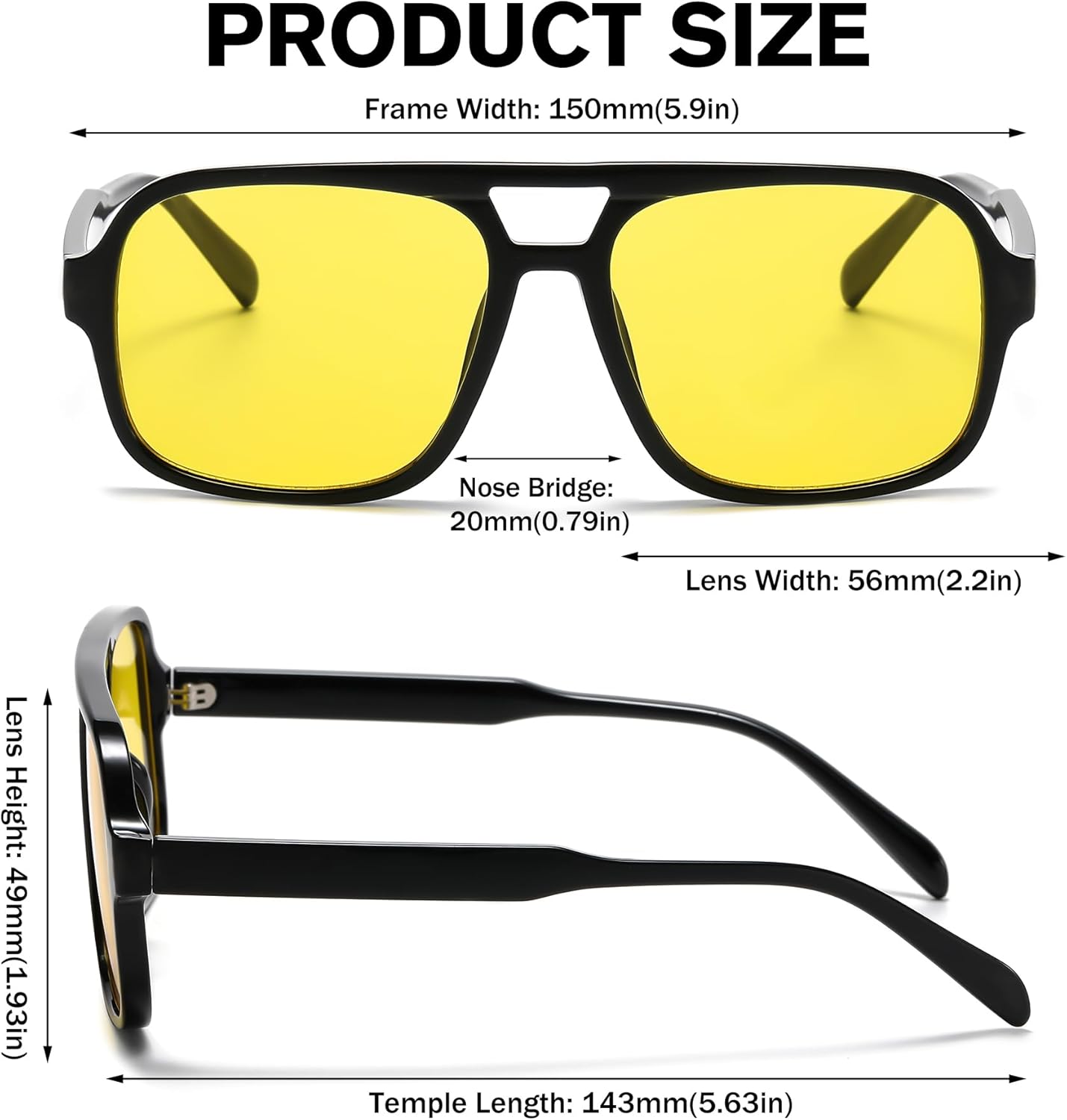 Hycredi Retro Aviator Sunglasses for Women Men, Trendy Square Shades, Vintage Classic Rectangle Sun Glasses - Image 6