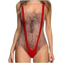 One Piece Swimsuit for Women Funny Novelty Hairy Body Chest 3D Prints Bathing Suit Swimming Beach Outfits