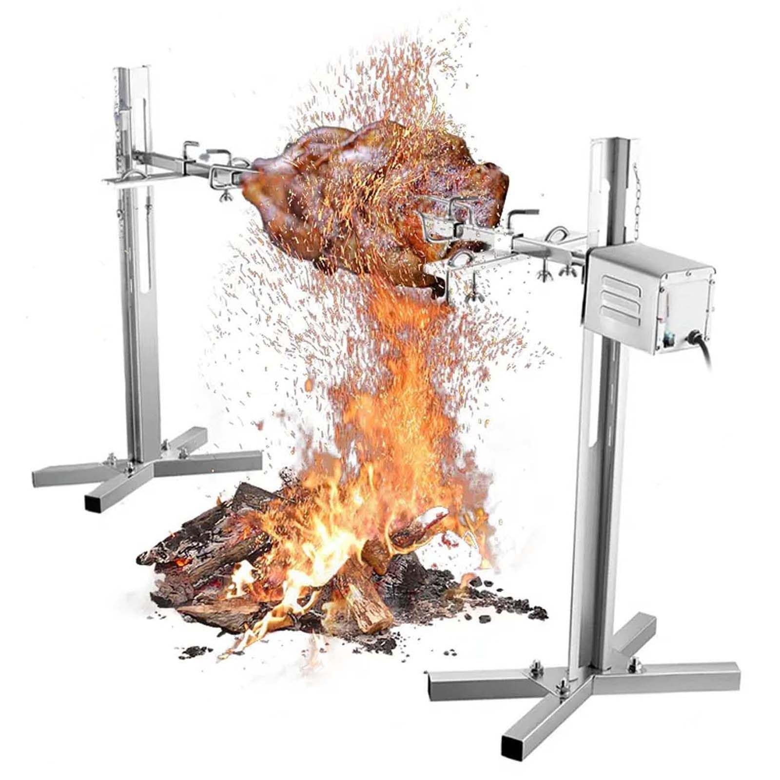 Kit Girarrosto Elettrico da 114 Cm, capacità da 150 A 200 kg, Supporto per Girarrosto per Maiale E Agnello, per Feste All'Aperto E Campeggio