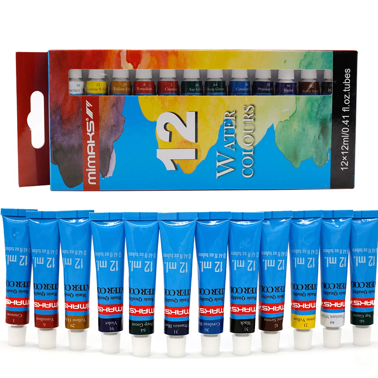 Buy Watercolor Paint Tubes, Set of 12 Colors/Tubes,12 x 12 ml / 0.42 oz