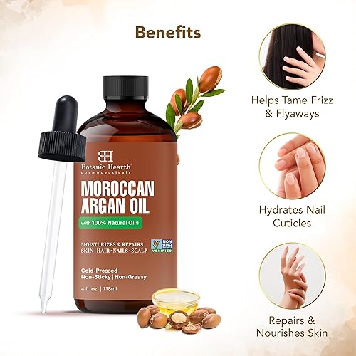 Miniatura 3 de Botanic Hearth - Aceite de argán marroquí para cabello y piel, para cabello rizado y encrespado, promueve el crecimiento y repara el cabello seco y