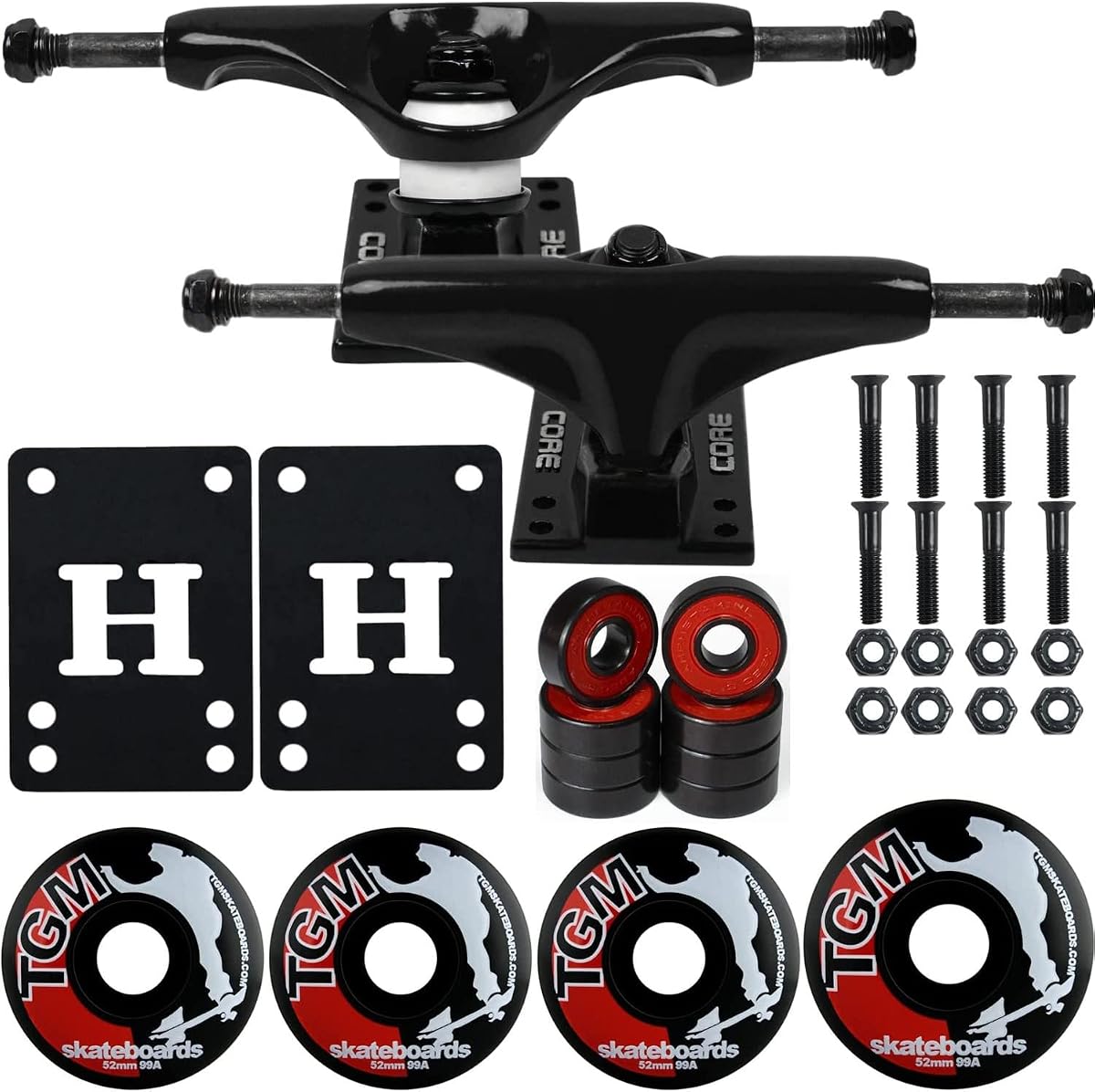 Black Skateboard Trucks, Wheels,ABEC 5 Skateboards