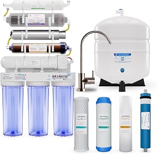 Max Water 12 Stage 50 GPD (Gallon Per Day) RODI (Reverse Osmosis Deionization) + U - V & pH Alkaline (5 in 1) Under Sink Water Filter System for Drinking