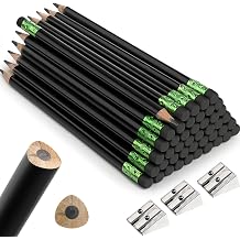 Fainne 48 Pcs Fat Pencils Jumbo Big Thick Large Pencils and 3 Pieces Sharpeners for Kids Beginners Preschoolers Kindergarten School Office SuppliesBlack,Triangle