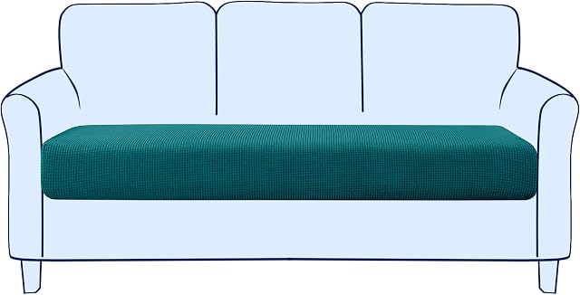 subrtex Sofa Seat Cushion Covers Stretch Polyester Fabric Seat Cushion Protector (3 Seaters, Teal)