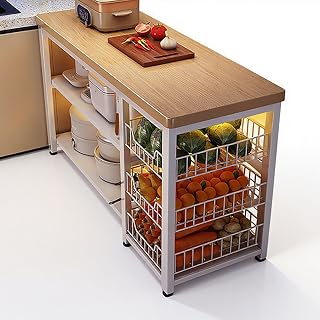 Coffee Cabinet,Kitchen Sideboard, Kitchen Cabinet,3-Tier Kitchens Baker's Rack,Utility Microwave Oven Stand with Storage Cabinet,Free Standing Kitchens Shelves Organizers(White,100cm/39.37in)