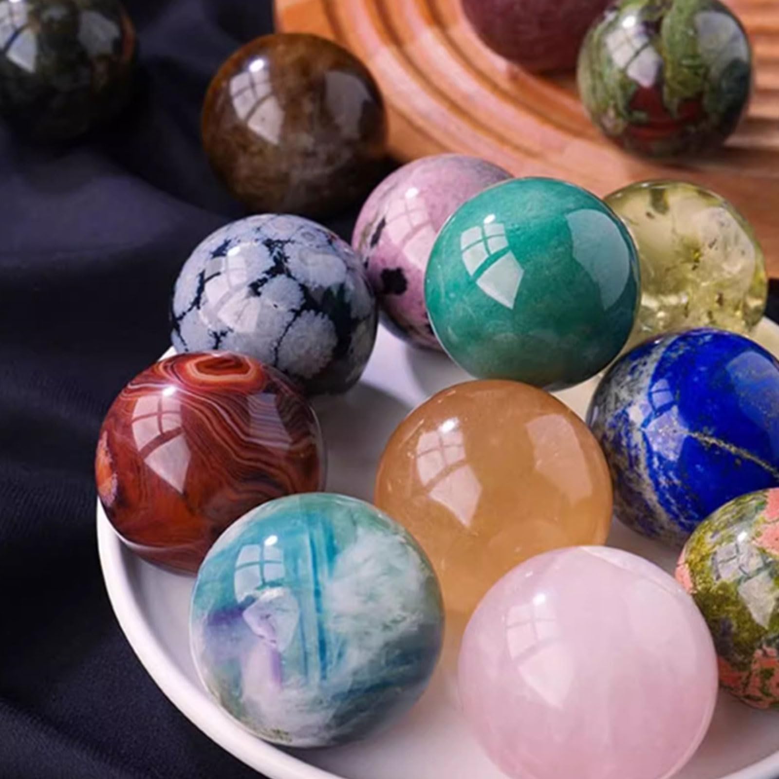 Kryształowa kula-naturalna sfera kwarcowa 5 szt. uzdrawiających kamieni szlachetnych kula 1,2" polerowane kryształowe kule kamienie kieszonkowe palmowe kryształy do ​​medytacji czarów reiki równoważen