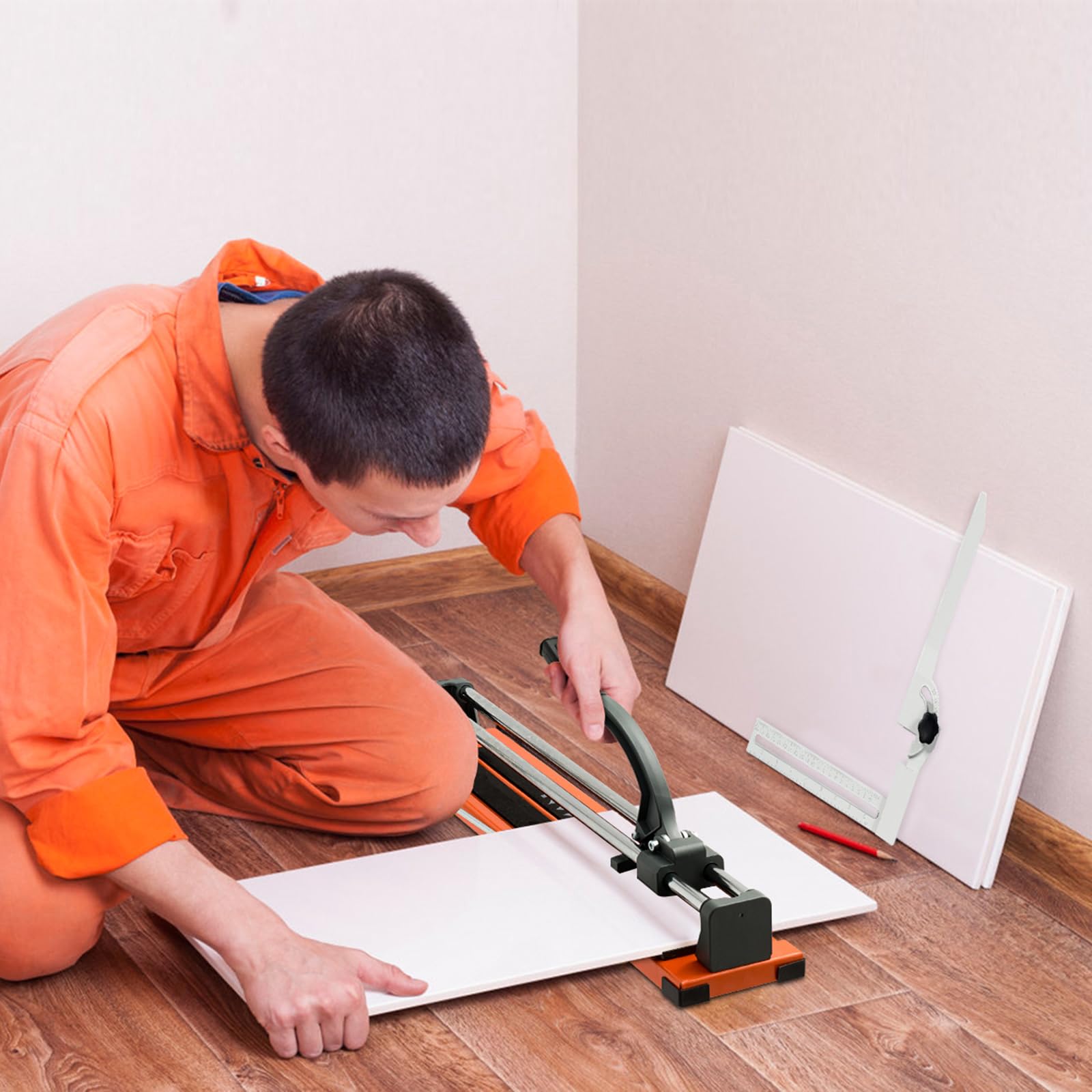 COSTWAY Tagliapiastrelle Manuale Professionale di 61 cm, diagonale di 40,5cm, con scala graduata Precisa rimovibile, rotella di taglio in carburo di tungsteno, per piastre di pavimento e soffitto