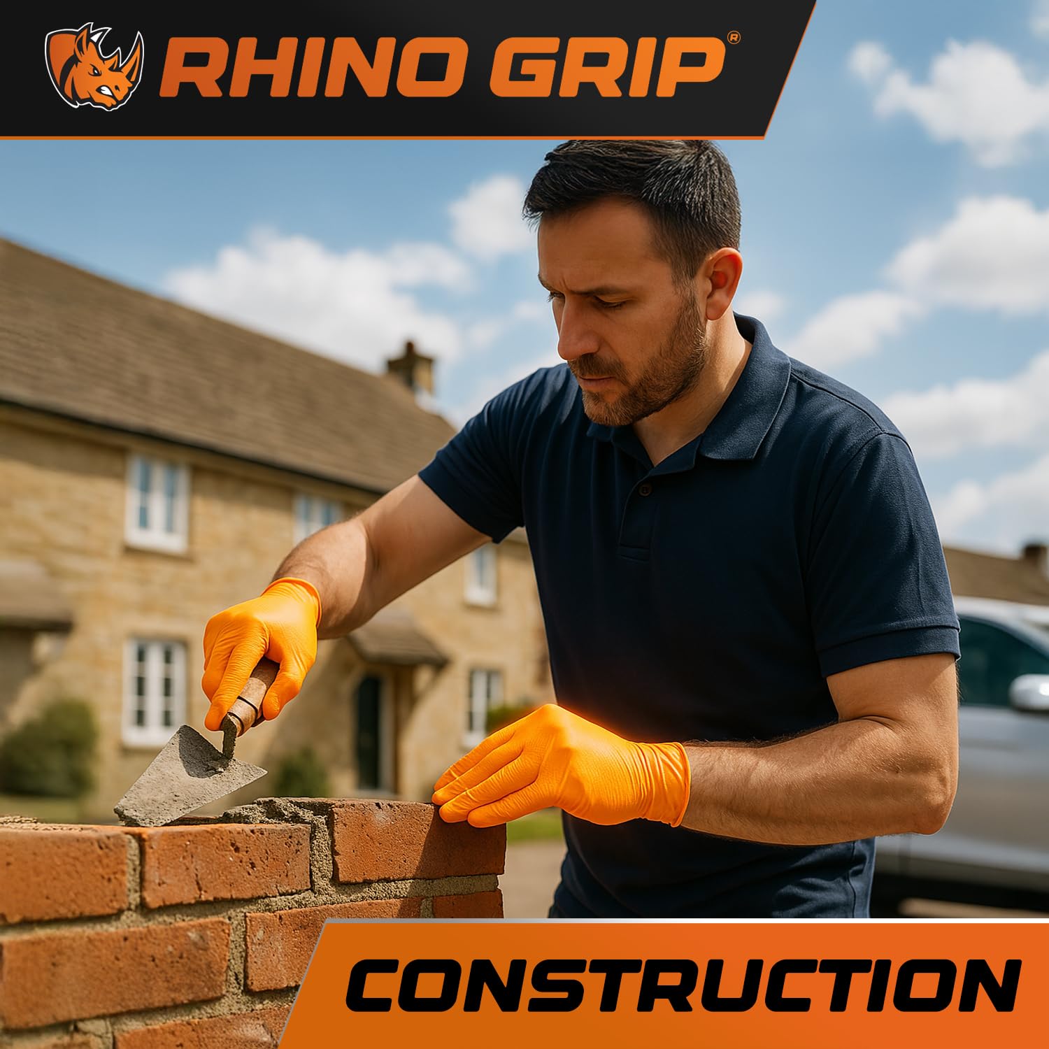 RHINO GRIP Nitrile Gloves, Disposable Gloves, Diamond Grip Orange Gloves, Powder-free & Latex Free Nitrile Gloves - Image 4